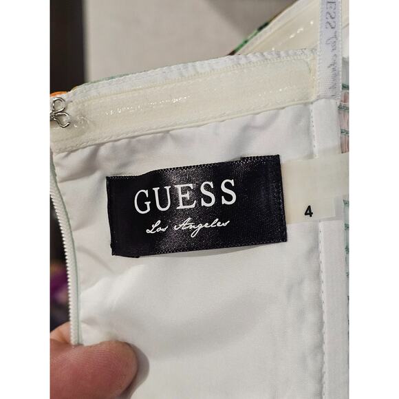 GUESS Y2K‎ Fairy Dress Size 6 High Low Hem Chiffon overlay Event Party Rainbow - Picture 7 of 11